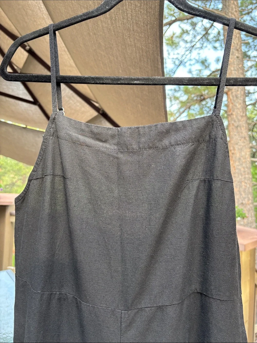 NEW! Rhythm. 12L Black Wide-Leg Linen Spaghetti-Strap Classic Jumpsuit Overalls - Picture 10 of 17